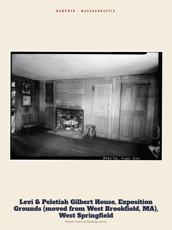 Hampden Levi & Peletiah Gilbert House, Exposition Grounds (moved from West Brookfield, MA), West Springfield Archive Print artwork detail