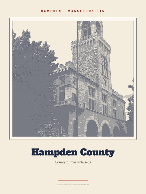 Hampden Hampden County Landmark Print artwork detail