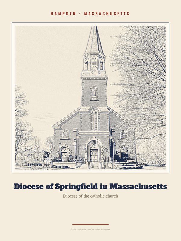 Hampden Diocese of Springfield in Massachusetts Landmark Print artwork detail