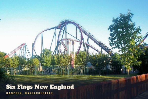 Hampden Six Flags New England Postcard artwork detail