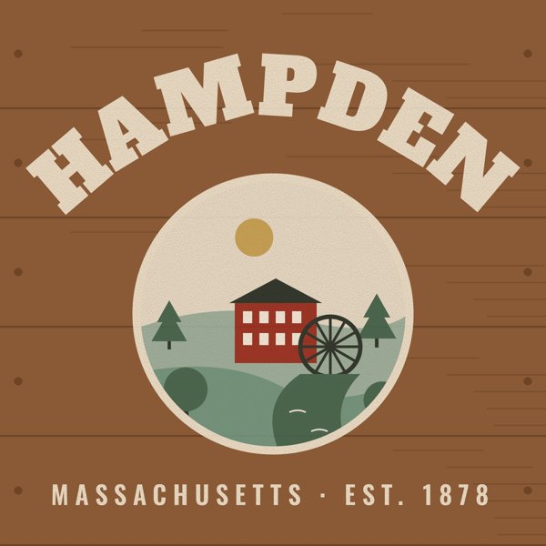 Hampden Hometown Wood Sign artwork detail