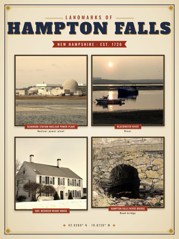 Hampton Falls Landmarks Photo Poster artwork detail