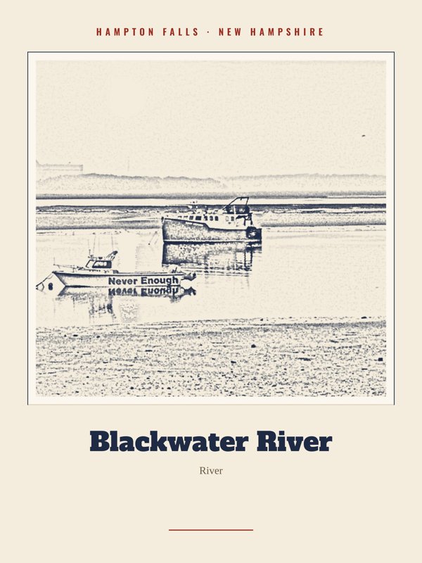 Hampton Falls Blackwater River Landmark Print artwork detail