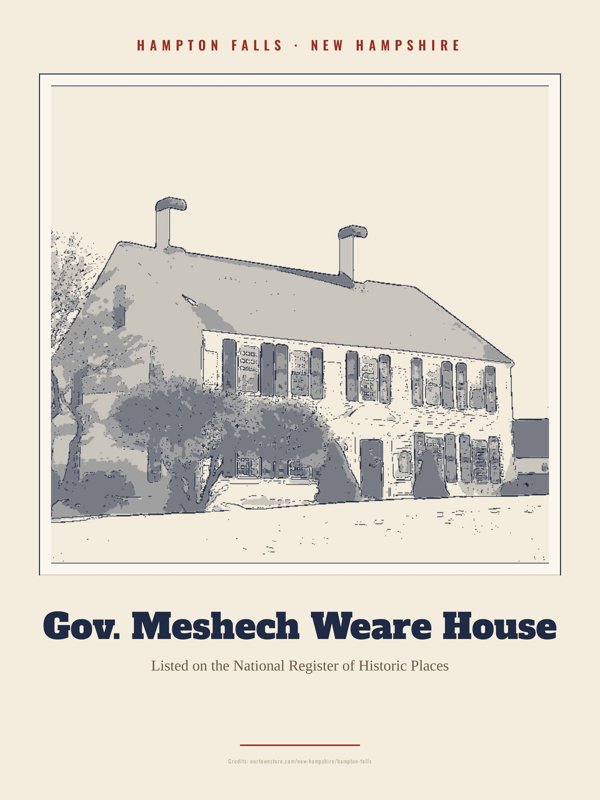 Hampton Falls Gov. Meshech Weare House Landmark Print artwork detail