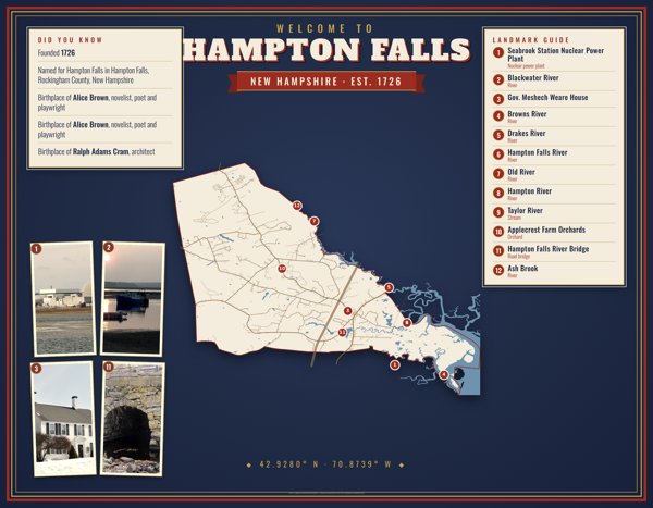 Hampton Falls Map Placemat artwork detail