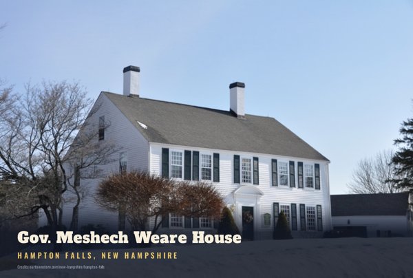 Hampton Falls Gov. Meshech Weare House Postcard artwork detail