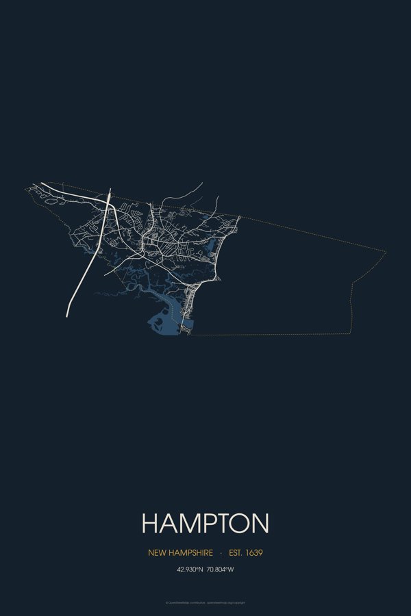 Hampton Street Map Poster · Midnight artwork detail