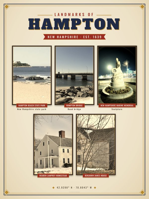 Hampton Landmarks Photo Poster artwork detail