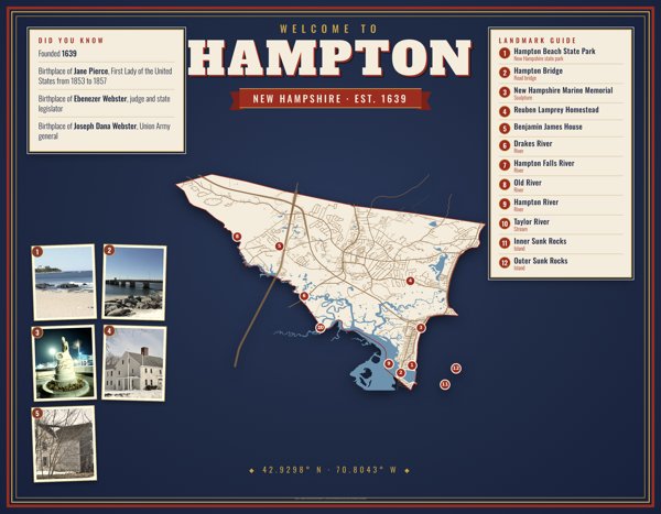 Hampton Map Placemat artwork detail