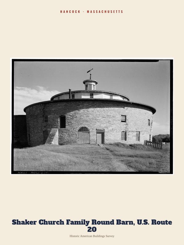 Hancock Shaker Church Family Round Barn, U.S. Route 20 Archive Print artwork detail