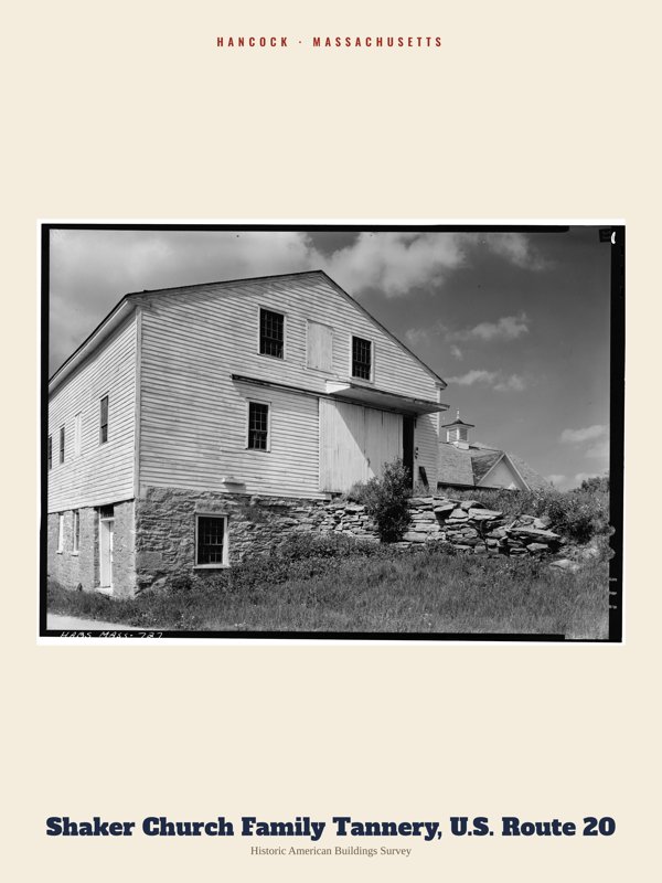 Hancock Shaker Church Family Tannery, U.S. Route 20 Archive Print artwork detail