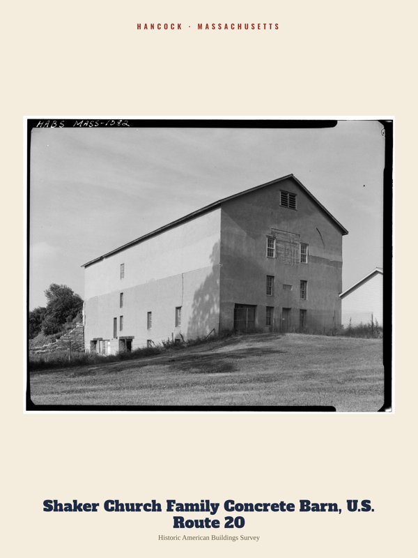 Hancock Shaker Church Family Concrete Barn, U.S. Route 20 Archive Print artwork detail