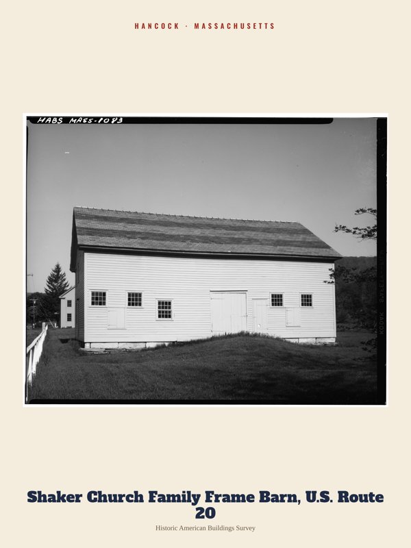 Hancock Shaker Church Family Frame Barn, U.S. Route 20 Archive Print artwork detail