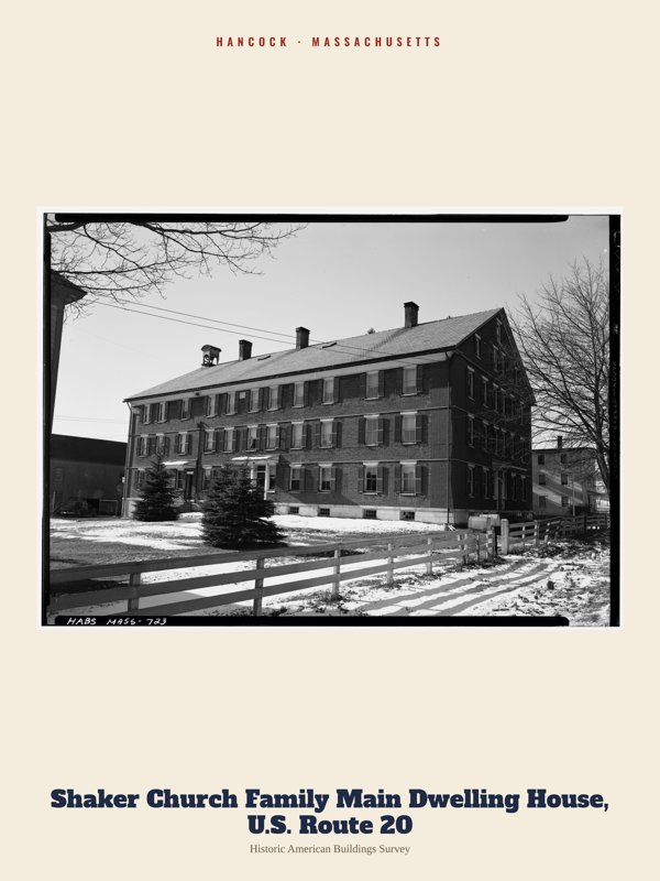 Hancock Shaker Church Family Main Dwelling House, U.S. Route 20 Archive Print artwork detail
