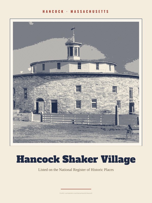 Hancock Hancock Shaker Village Landmark Print artwork detail