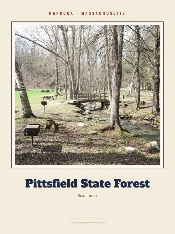 Hancock Pittsfield State Forest Landmark Print artwork detail