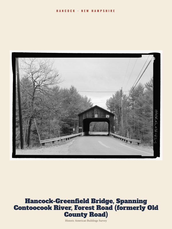 Hancock Hancock-Greenfield Bridge, Spanning Contoocook River, Forest Road (formerly Old County Road) Archive Print artwork detail