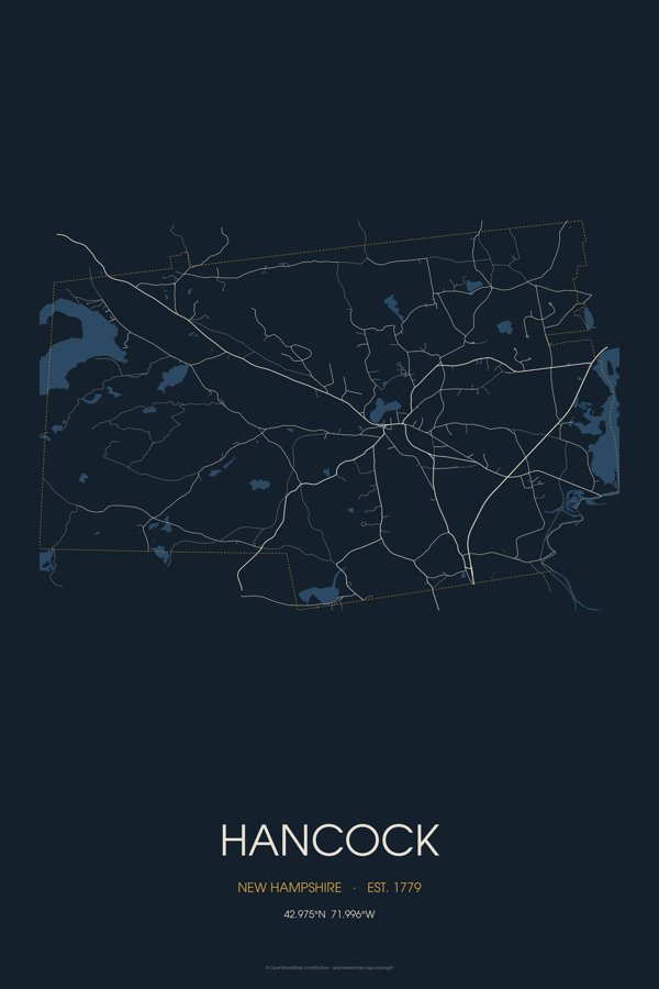 Hancock Street Map Poster · Midnight artwork detail