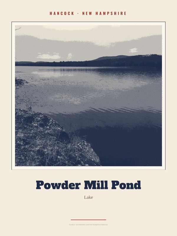 Hancock Powder Mill Pond Landmark Print artwork detail