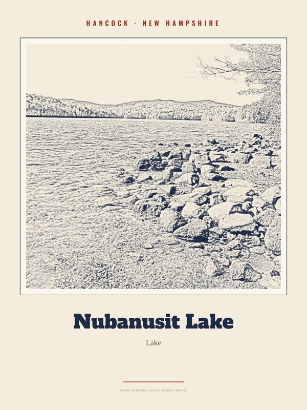 Hancock Nubanusit Lake Landmark Print artwork detail