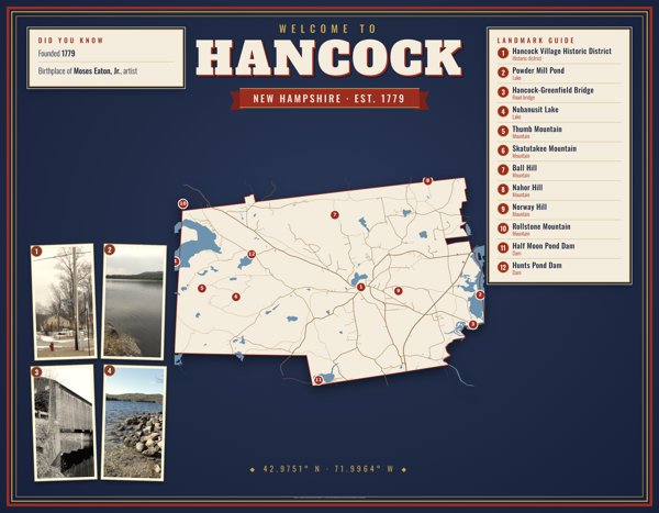 Hancock Map Placemat artwork detail