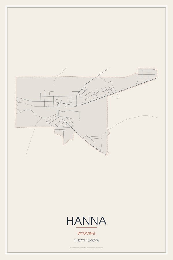 Hanna Street Map Poster · Linen artwork detail