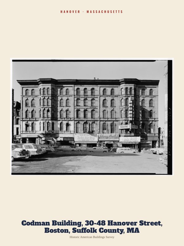 Hanover Codman Building, 30-48 Hanover Street, Boston, Suffolk County, MA Archive Print artwork detail