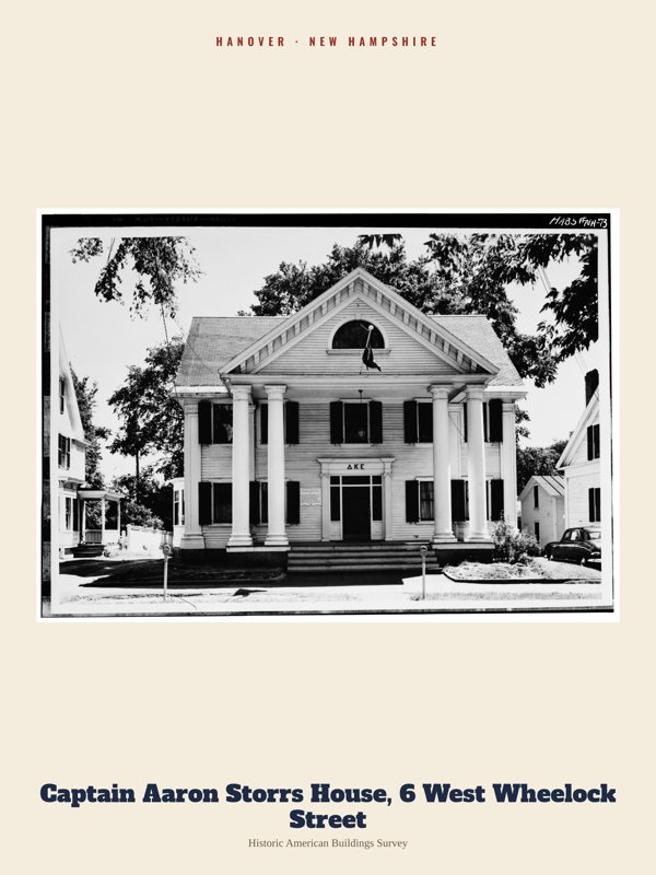 Hanover Captain Aaron Storrs House, 6 West Wheelock Street Archive Print artwork detail
