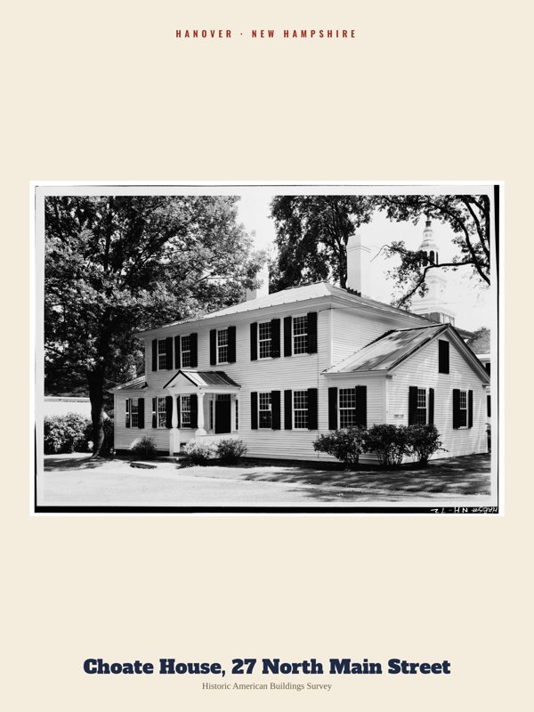 Hanover Choate House, 27 North Main Street Archive Print artwork detail