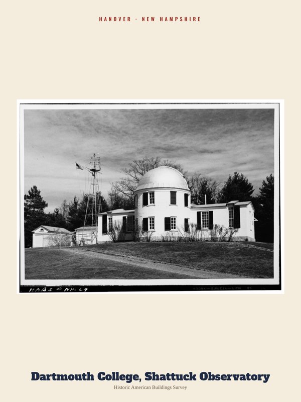 Hanover Dartmouth College, Shattuck Observatory Archive Print artwork detail