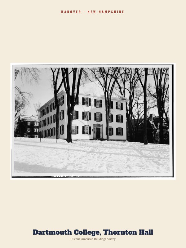 Hanover Dartmouth College, Thornton Hall Archive Print artwork detail