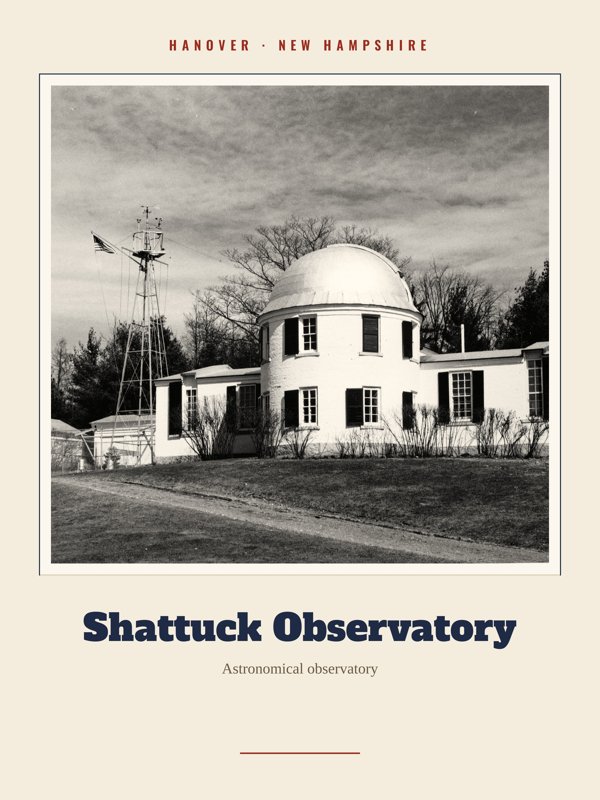 Hanover Shattuck Observatory Landmark Print artwork detail