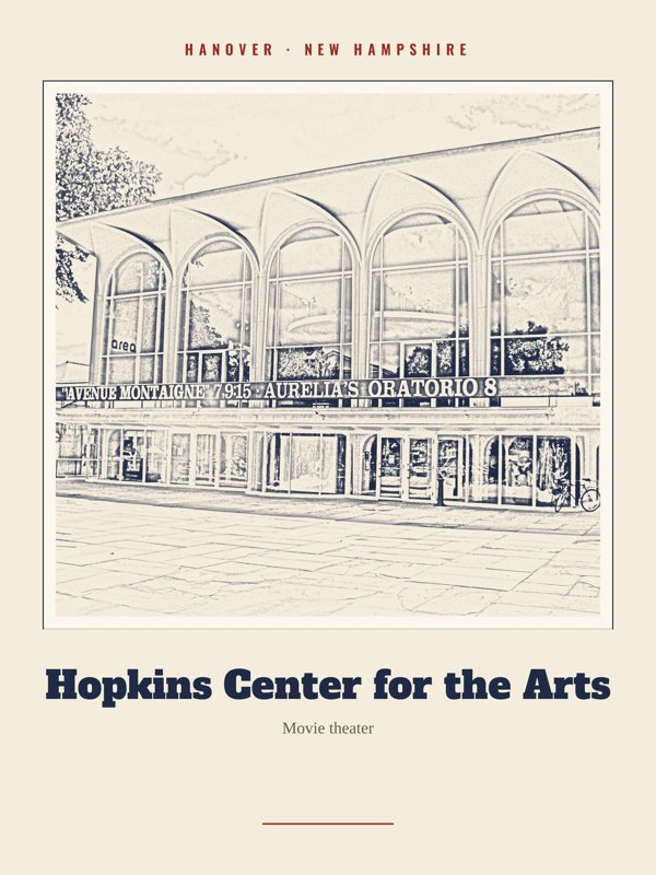 Hanover Hopkins Center for the Arts Landmark Print artwork detail