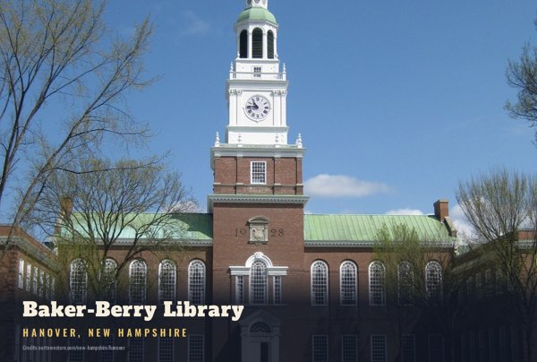 Hanover Baker-Berry Library Postcard artwork detail