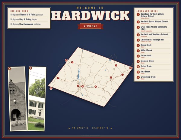 Hardwick Map Placemat artwork detail