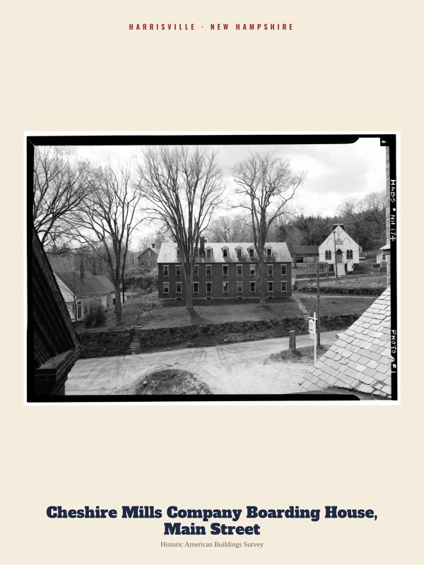 Harrisville Cheshire Mills Company Boarding House, Main Street Archive Print artwork detail