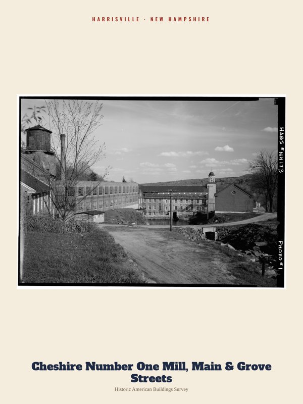 Harrisville Cheshire Number One Mill, Main & Grove Streets Archive Print artwork detail