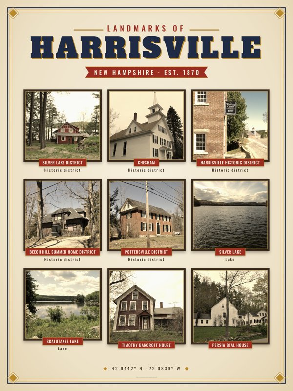 Harrisville Landmarks Photo Poster artwork detail