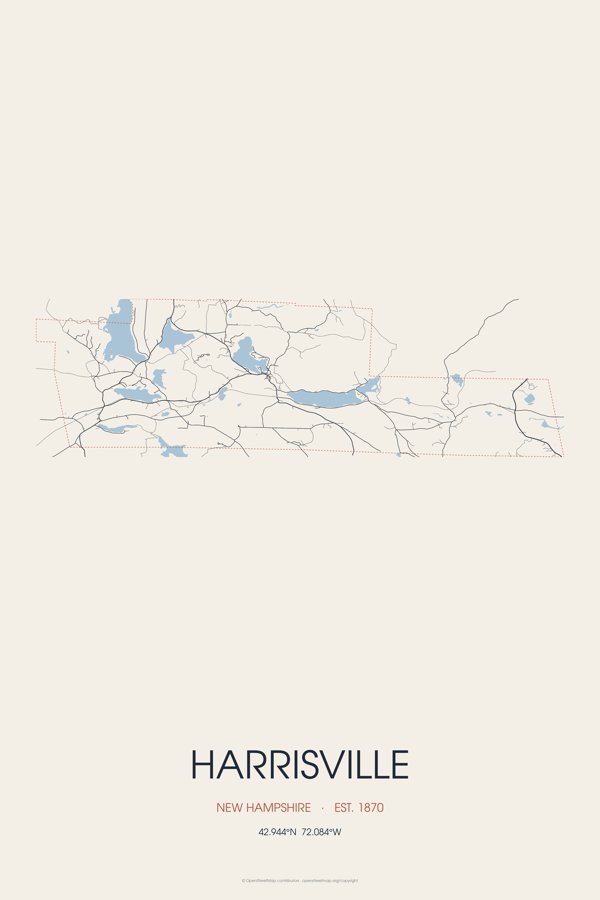 Harrisville Street Map Poster · Linen artwork detail
