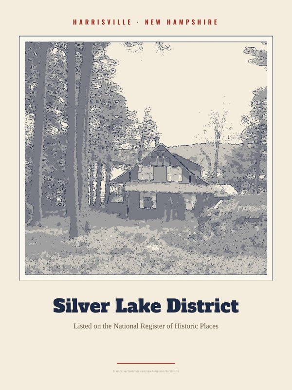 Harrisville Silver Lake District Landmark Print artwork detail