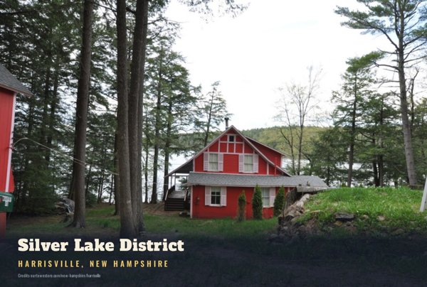Harrisville Silver Lake District Postcard artwork detail