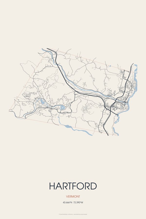 Hartford Street Map Poster · Linen artwork detail