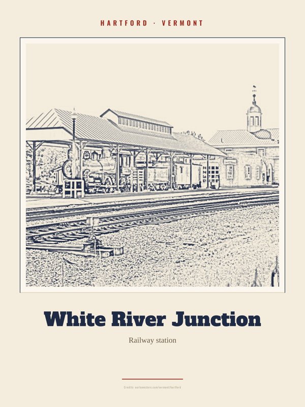 Hartford White River Junction Landmark Print artwork detail
