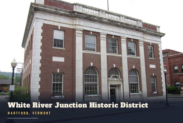 Hartford White River Junction Historic District Postcard artwork detail