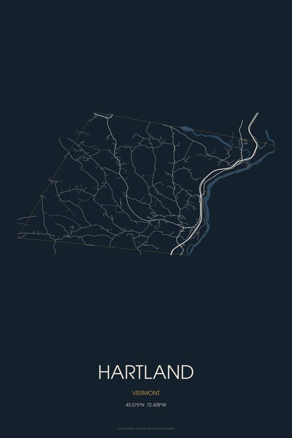 Hartland Street Map Poster · Midnight artwork detail