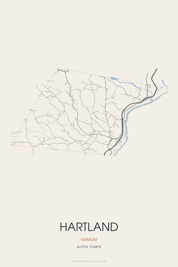Hartland Street Map Poster · Linen artwork detail