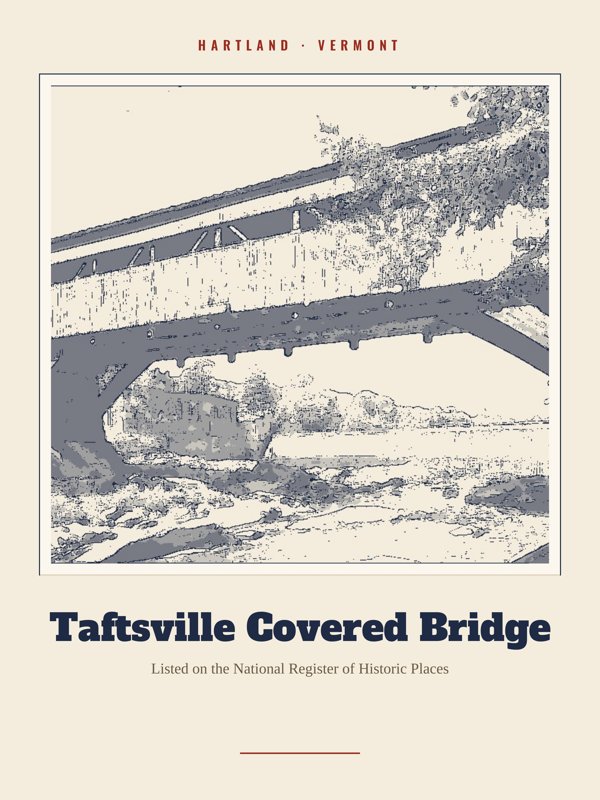 Hartland Taftsville Covered Bridge Landmark Print artwork detail
