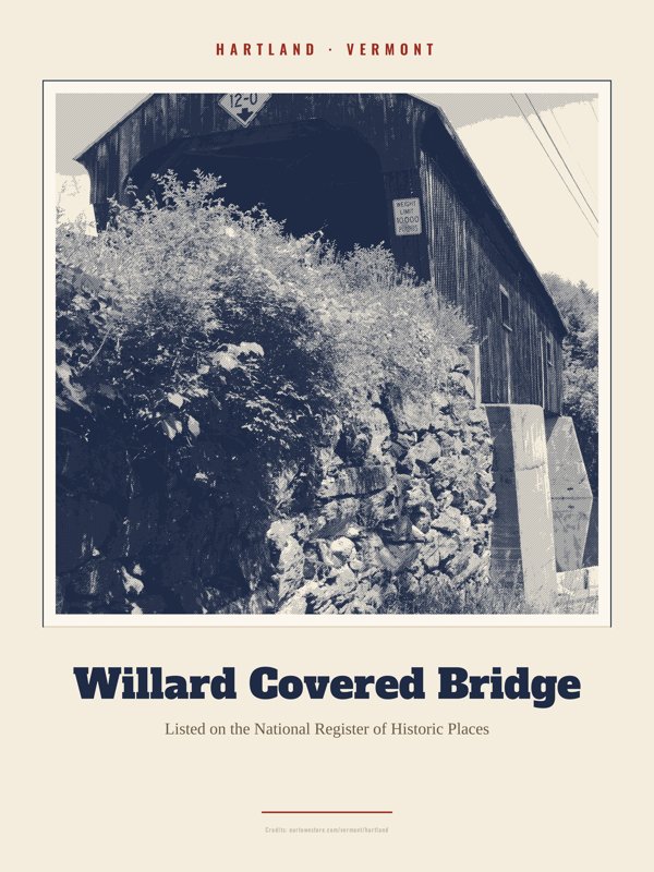 Hartland Willard Covered Bridge Landmark Print artwork detail