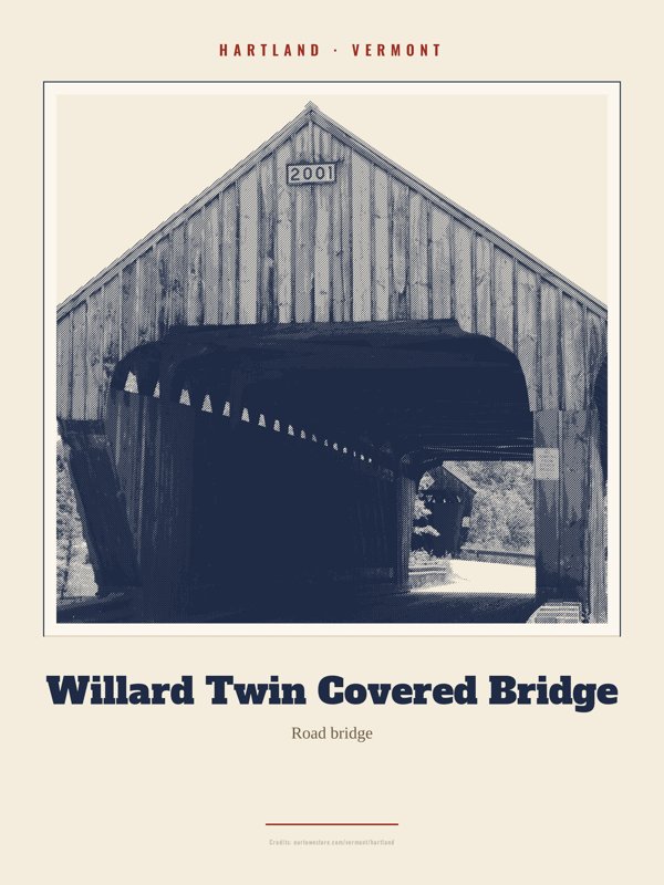 Hartland Willard Twin Covered Bridge Landmark Print artwork detail