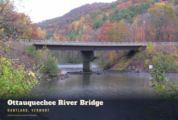 Hartland Ottauquechee River Bridge Postcard artwork detail